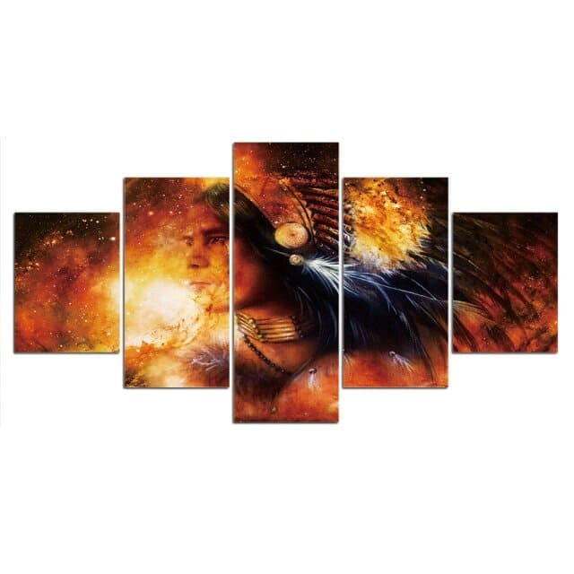 Tableau Indien Lueur d’un Chef de Tribu – Image 2