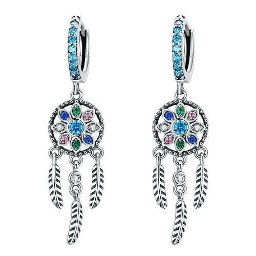 Boucle d’Oreille Attrape-Rêve Turquoise Indien