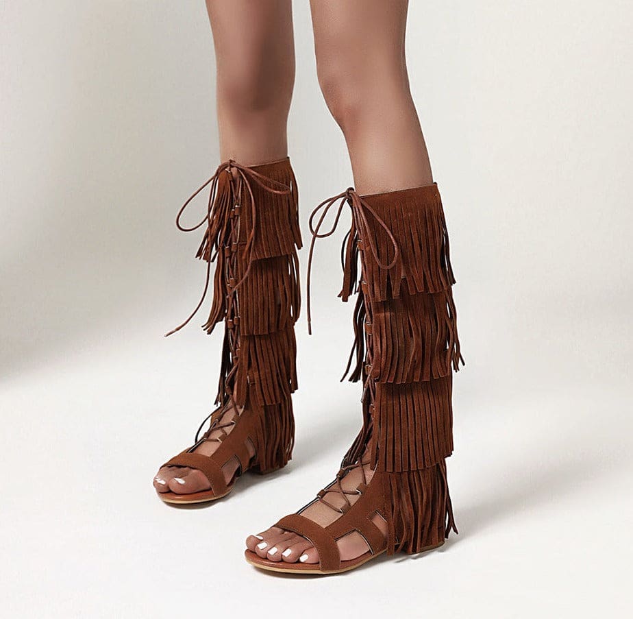 Sandales Indiennes Montantes à Franges – Image 4