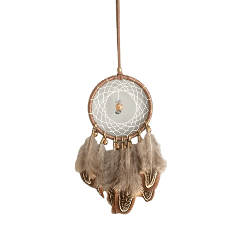 Attrape-Rêve Indien Petite Plume Marron
