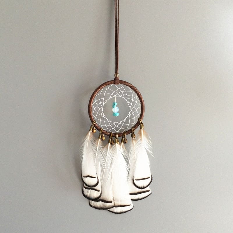 Attrape-Rêve Indien Petite Plume Blanche – Image 2