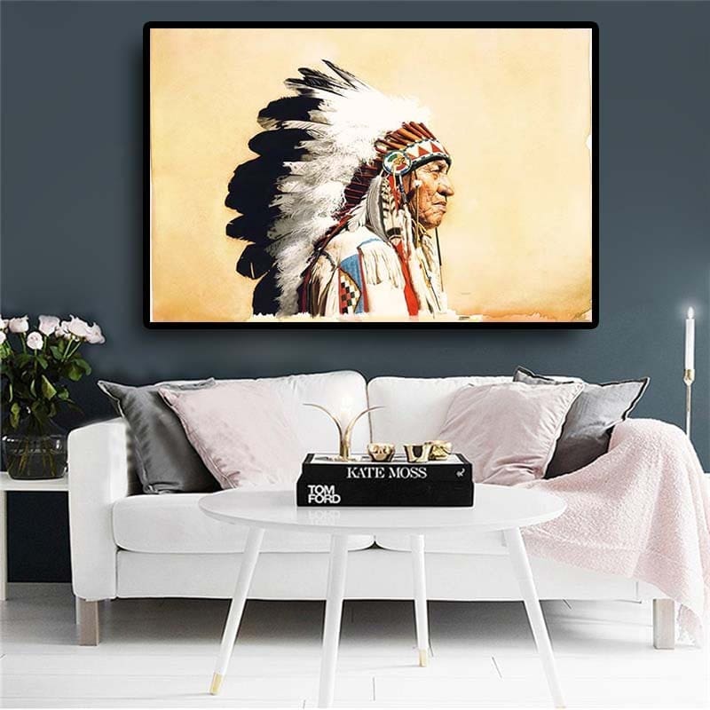 Tableau Indien Chef Indien Nuage Blanc – Image 4