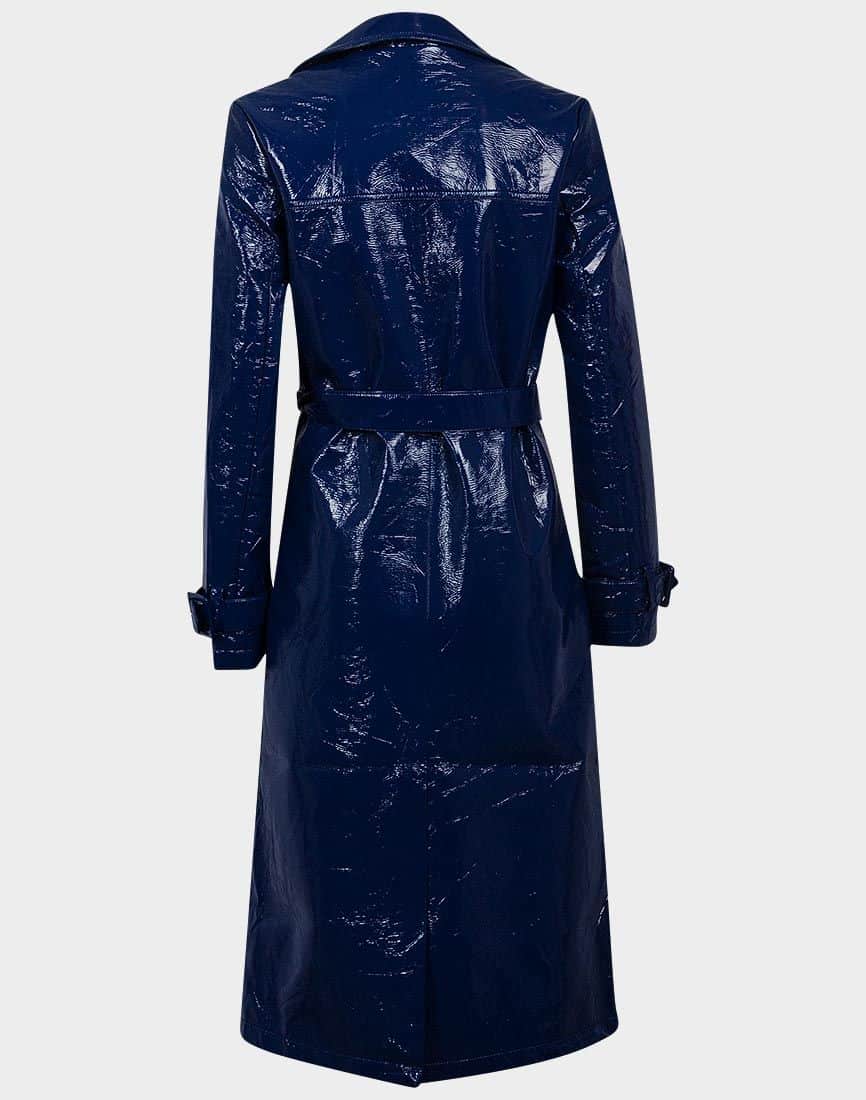 Trench coat simili cuir bleu – Image 4