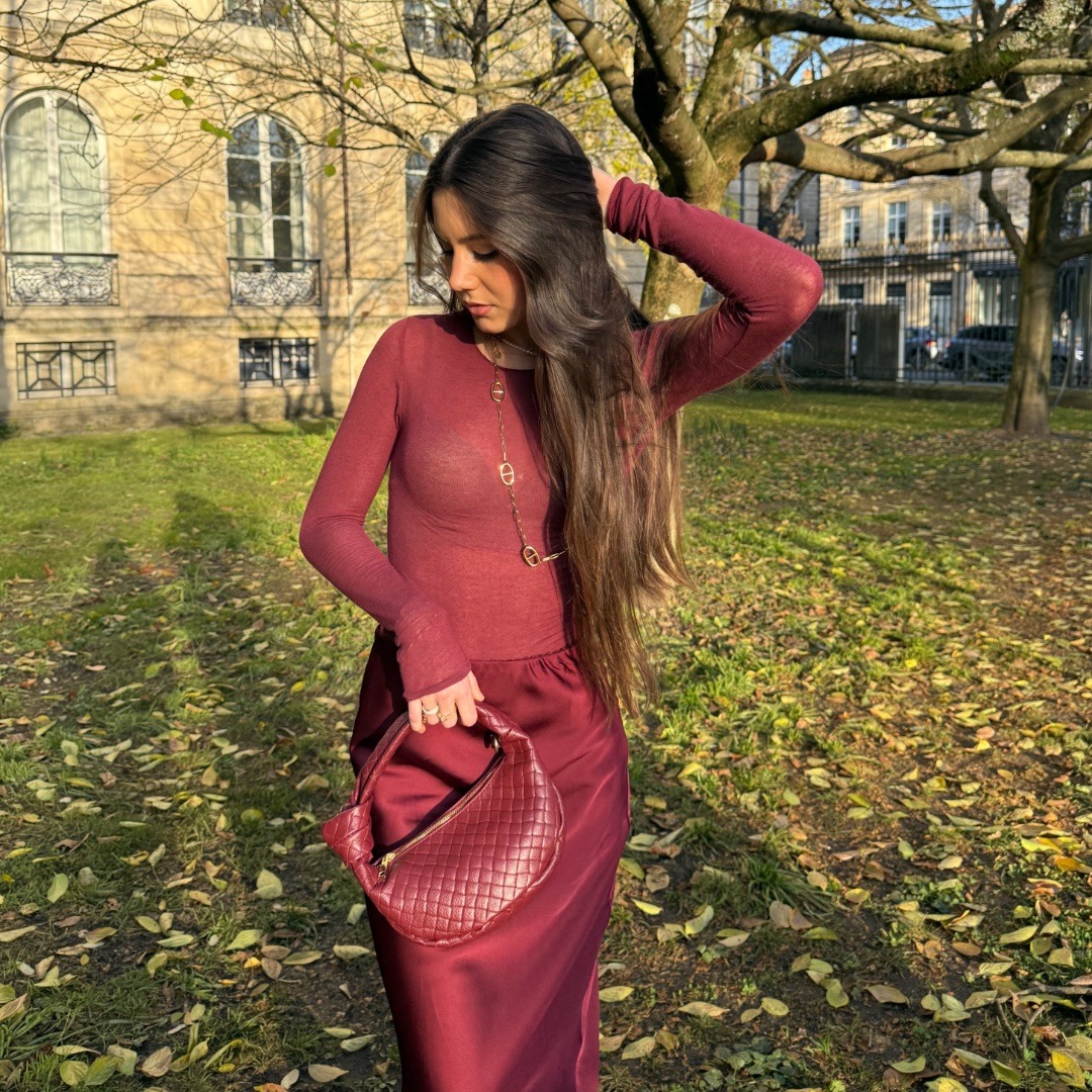 Sous pull CACHEMIRE bordeaux – Image 2