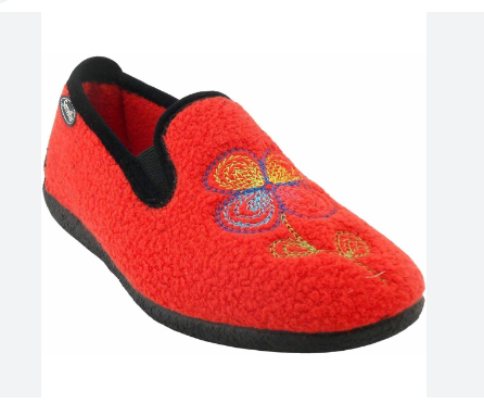 Pantoufle femme chausson chaud semelle compensée SEMELFLEX coloris bleu ou rouge – Image 7