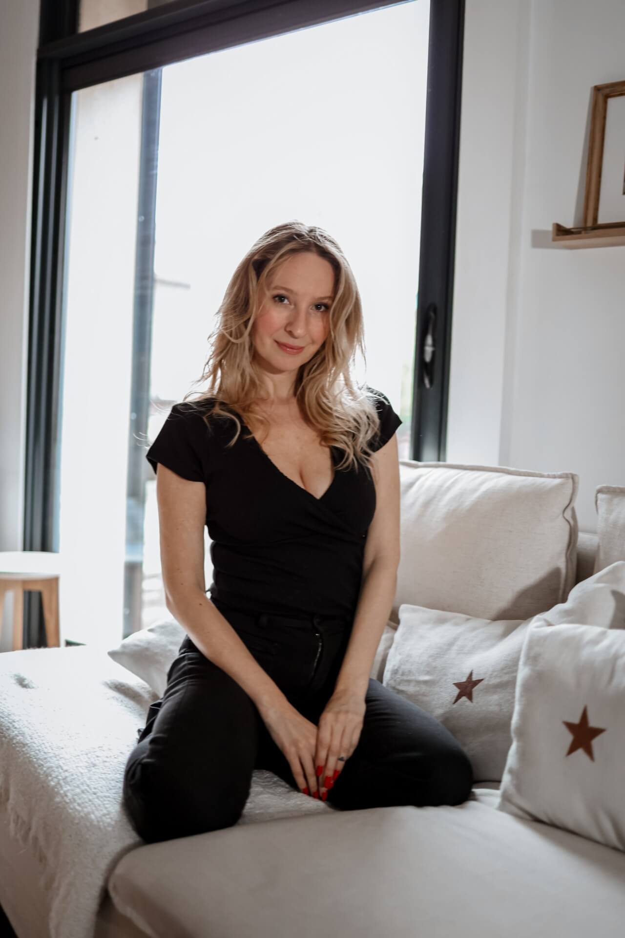 T-shirt coeur croisé en maille pointelle noir iconique