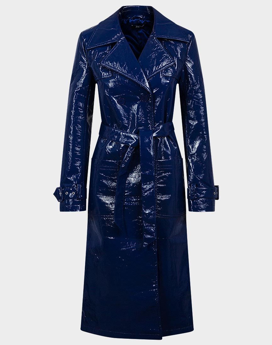 Trench coat simili cuir bleu – Image 5