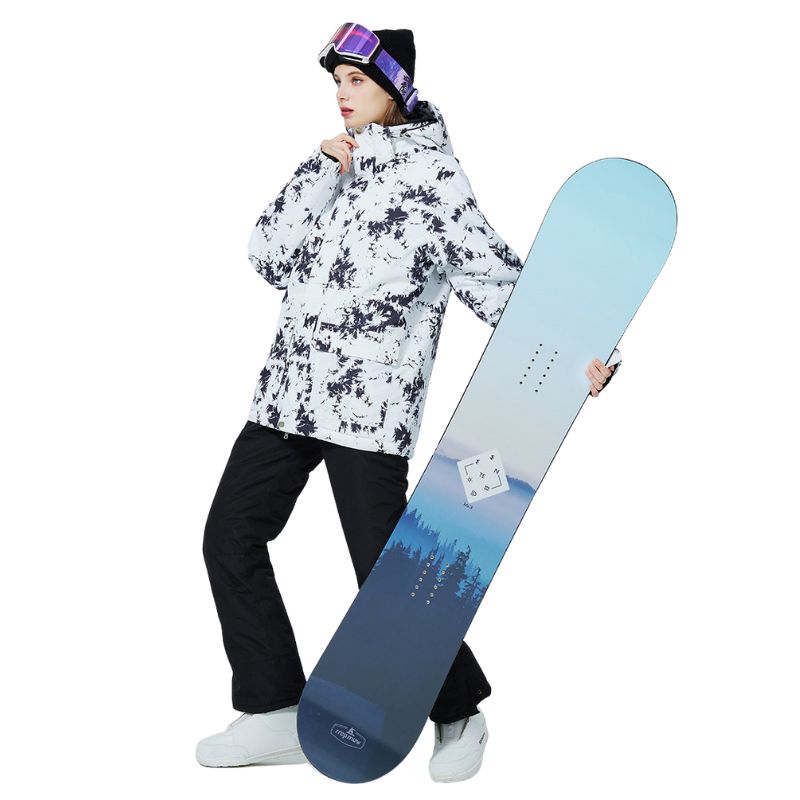 Veste de ski femme blanche avec motifs noirs – Image 4