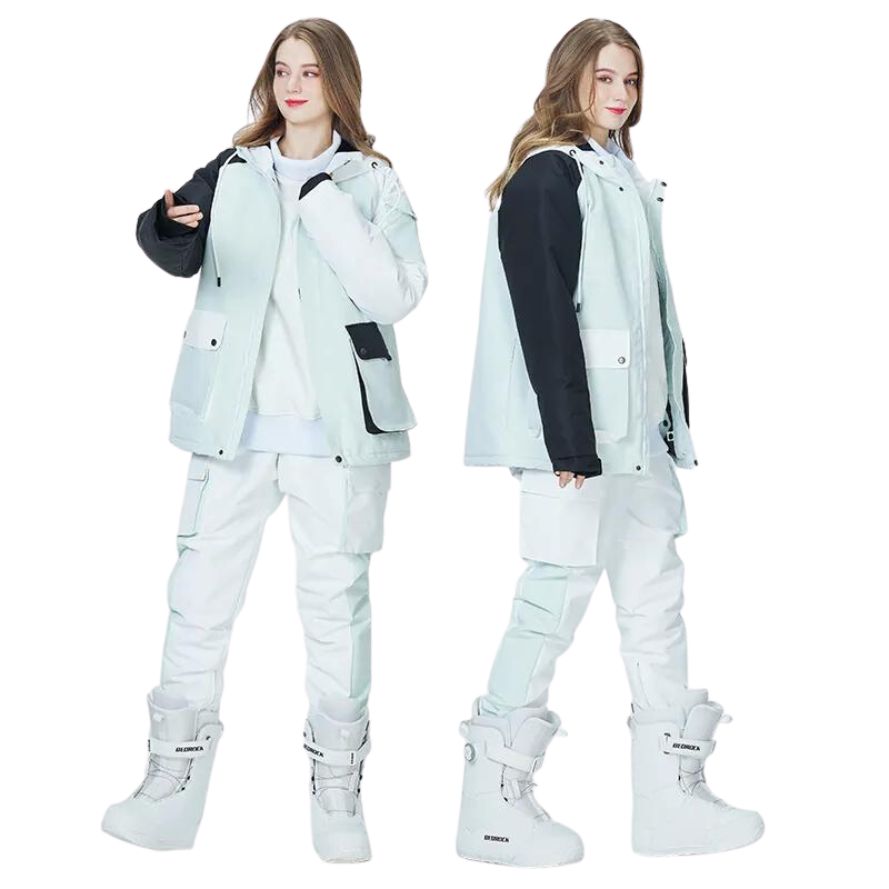 Veste de ski femme bleue moderne avec poches colorées – Image 2